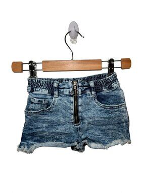 Andorine Acid Wash Denim Front Zip Shorts 6